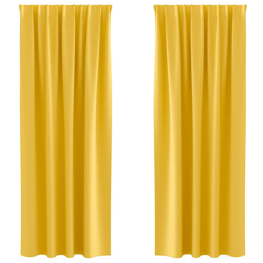Cortinas Blackout com Argolas 2 pcs Amarelo Mostarda