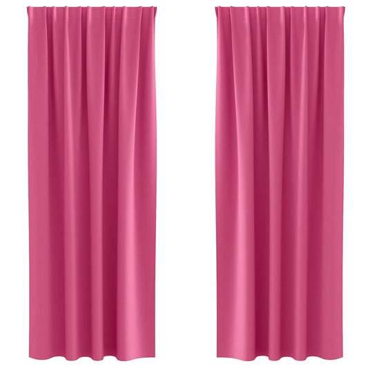 Cortinas Blackout com Argolas 2 pcs Rosa Brilhante 245 x 140 cm