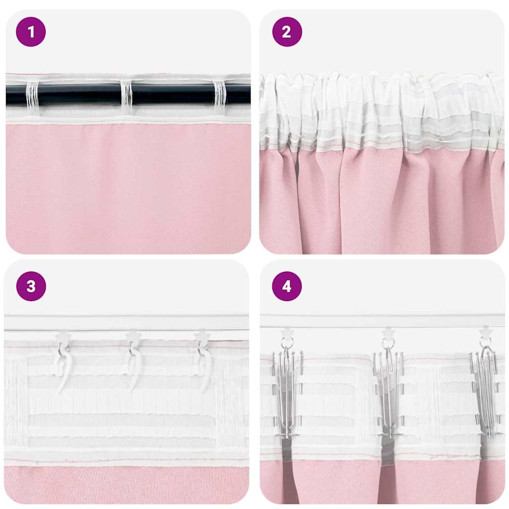 Cortinas opacas com cortinas Rosa bebé Poliéster