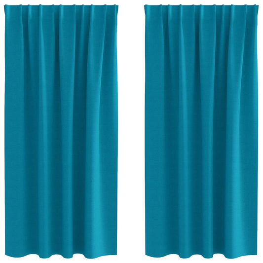Cortinas Blackout com Argolas 2 pcs Turquesa 175 x 140 cm