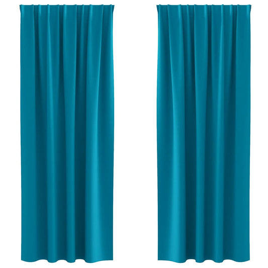 Cortinas Blackout com Argolas 2 pcs Turquesa 225 x 140 cm