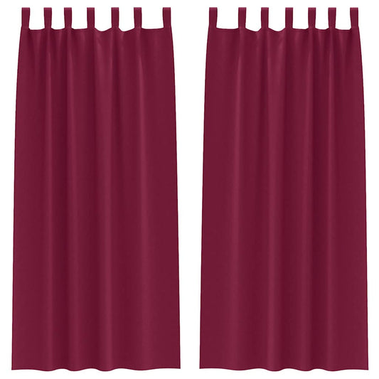 Cortinas Blackout com Argolas 2 pcs Vinho Vermelho 260 x 140 cm