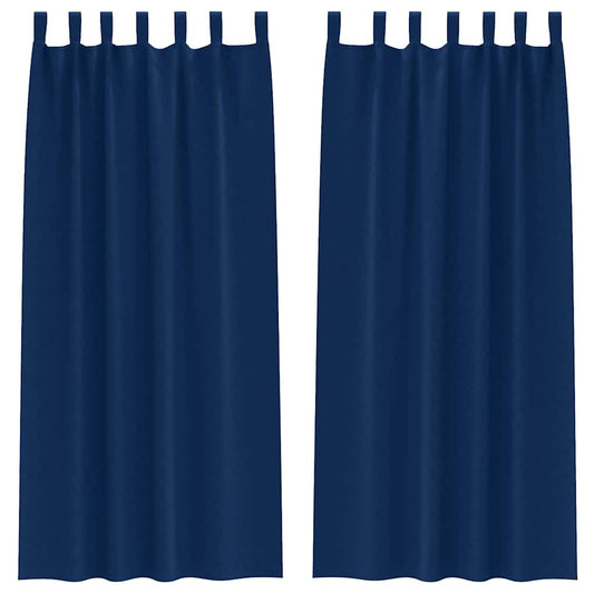 Cortinas Blackout com Argolas 2 pcs Azul Escuro 260 x 140 cm