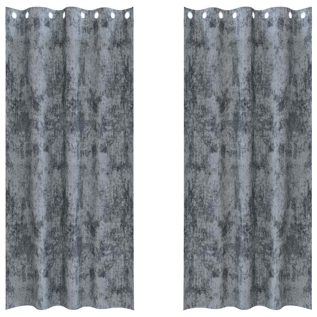 Cortina com cortinas 2 pcs Cinza Prateado 245 x 140 cm Veludo