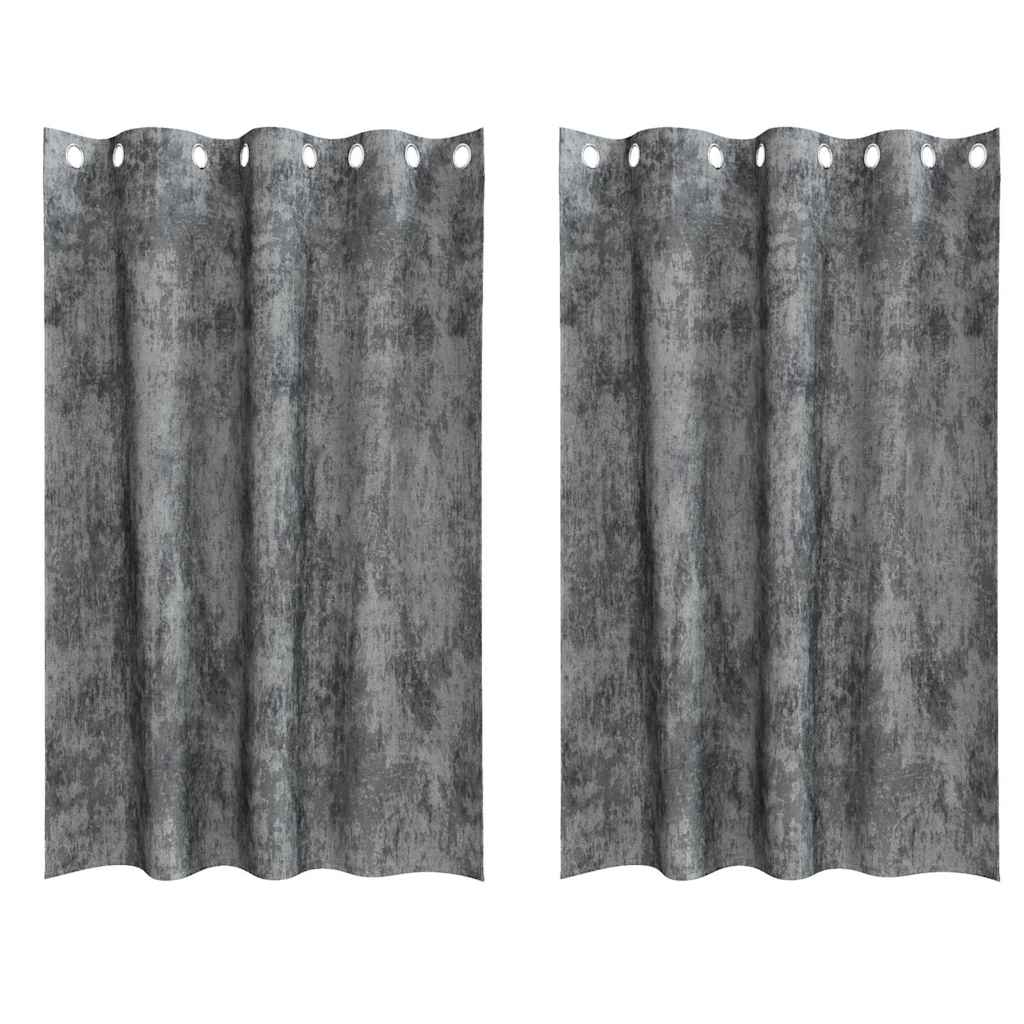 Cortina com cortinas 2 pcs Cinzeto 175 x 140 cm Veludo
