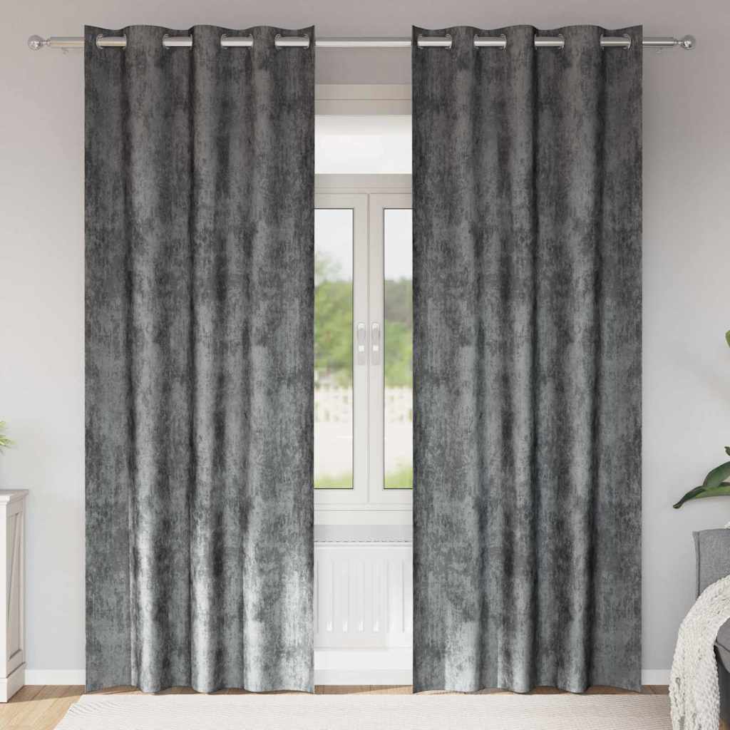 Cortina com cortinas 2 pcs Cinzeto 245 x 140 cm Veludo