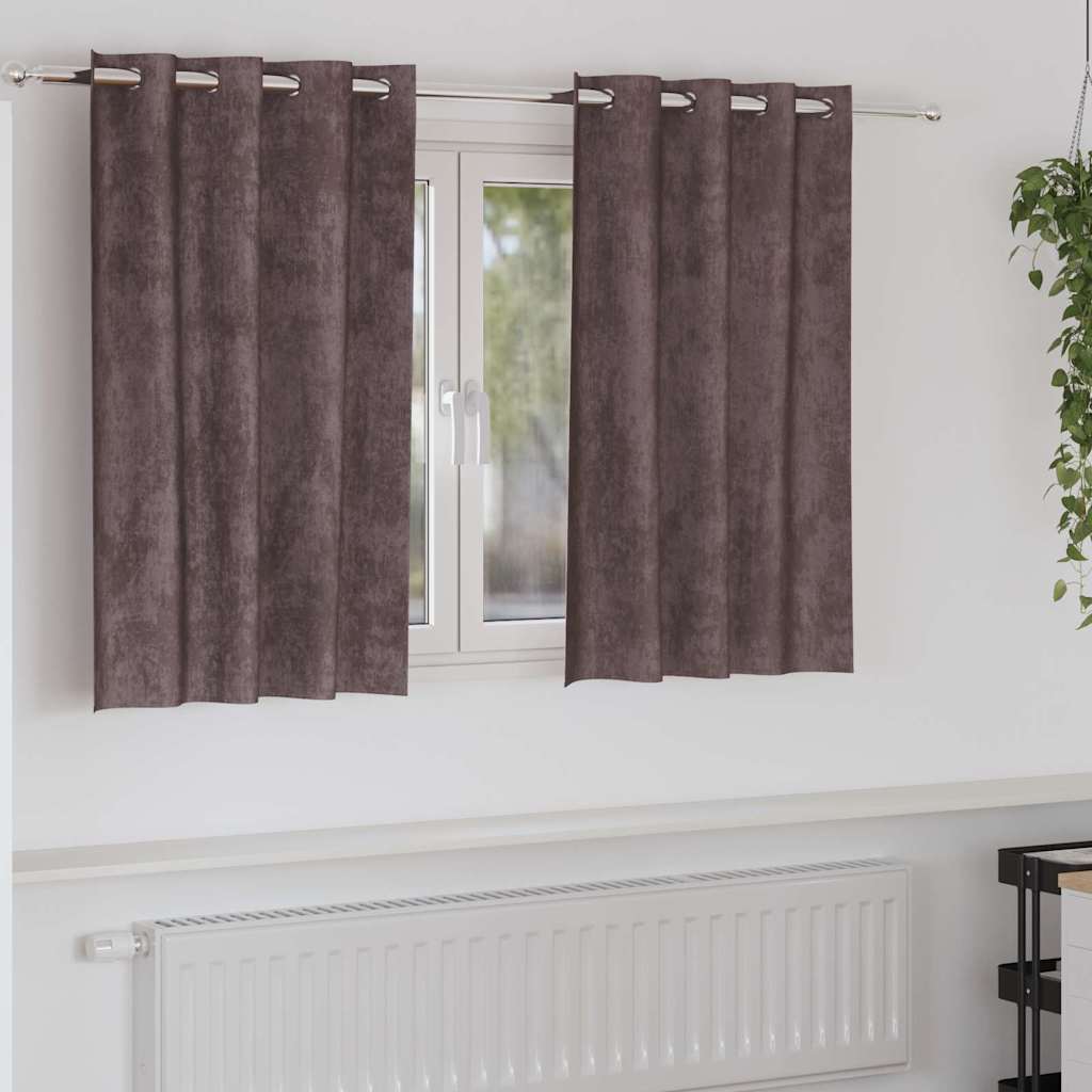 Cortina com cortinas 2 pcs Castanho 140 x 140 cm Veludo