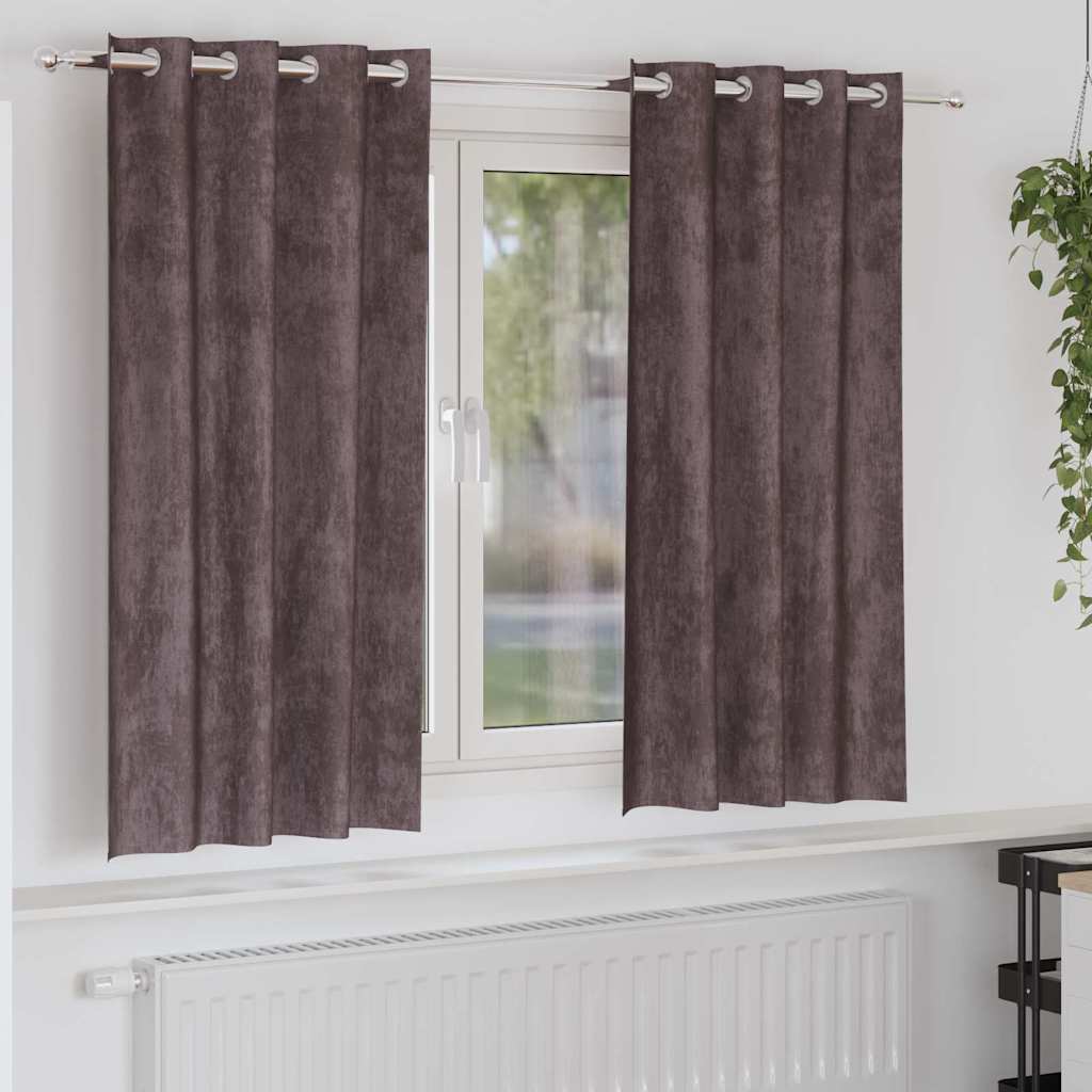 Cortina com cortinas 2 pcs Castanho 175 x 140 cm Veludo