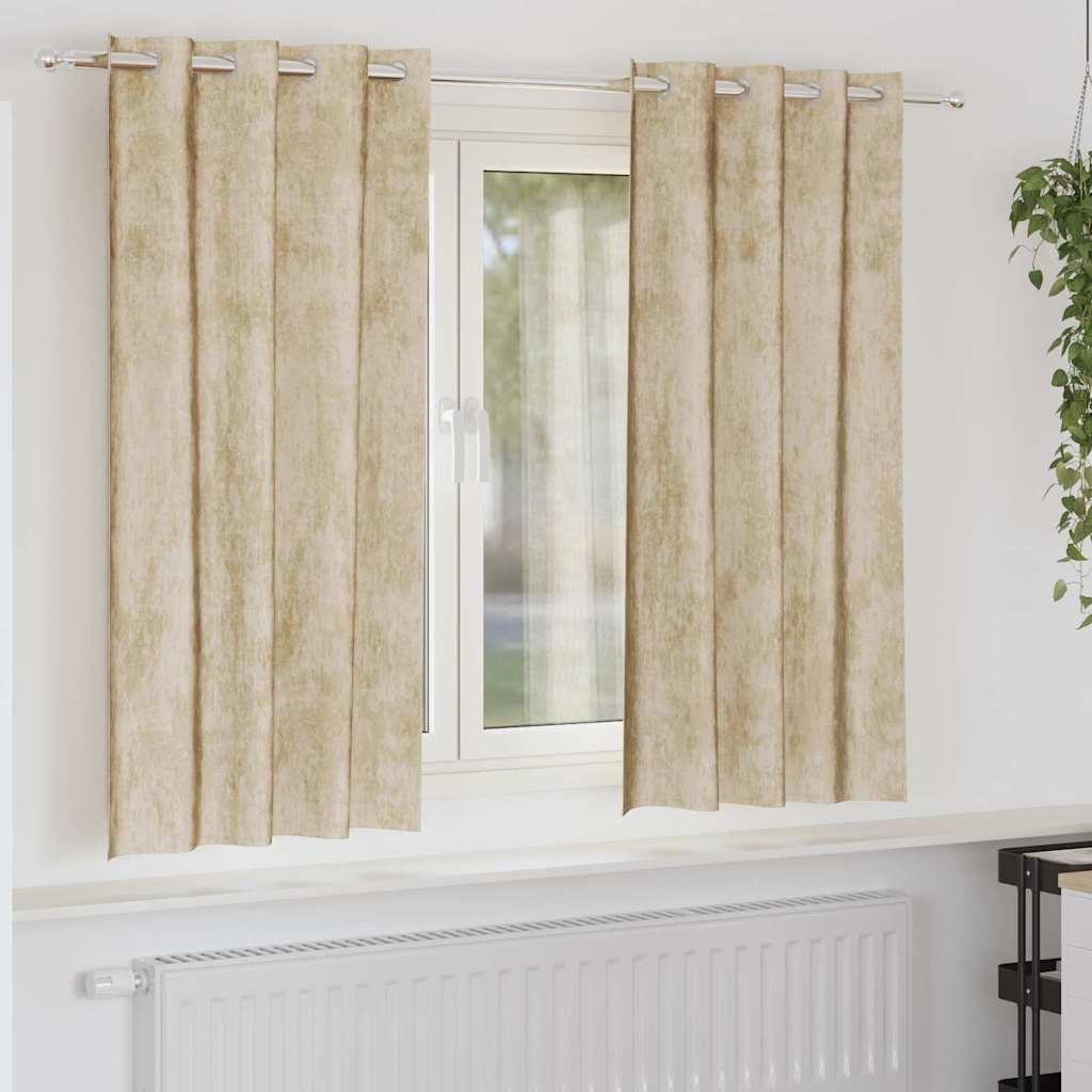 Cortina com cortinas 2 pcs Creme 175 x 140 cm Veludo