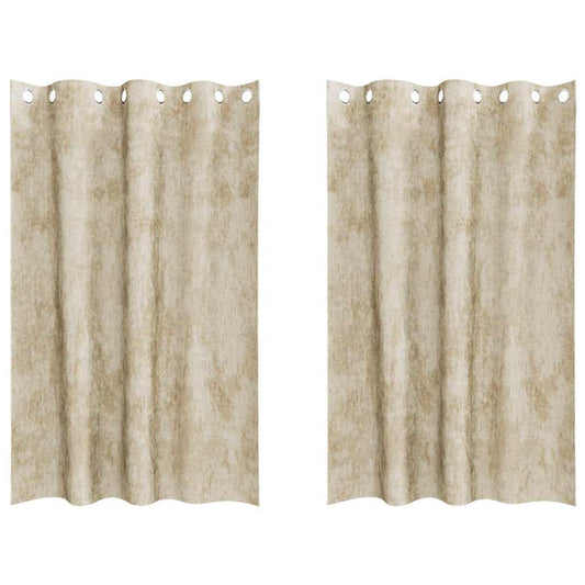 Cortinas de Veludo com cortinas 2 pcs Creme 175 x 140 cm Veludo