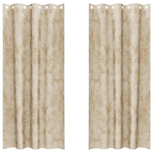Cortinas de Veludo com cortinas 2 pcs Creme 245 x 140 cm Veludo