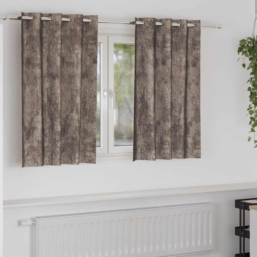 Cortina com cortinas 2 pcs Cappuccino 140 x 140 cm Veludo