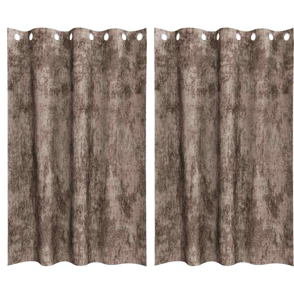 Cortina com cortinas 2 pcs Cappuccino 175 x 140 cm Veludo