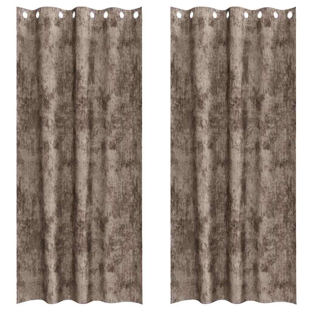 Cortina com cortinas 2 pcs Cappuccino 225 x 140 cm Veludo