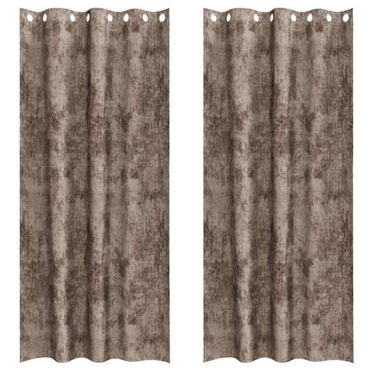 Cortinas de Veludo 2 pcs Cappuccino 245 x 140 cm Veludo