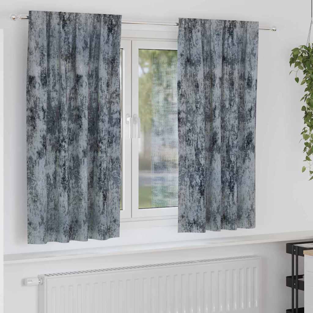 Cortina com cortinas 2 pcs Cinza Prateado 175 x 140 cm Veludo
