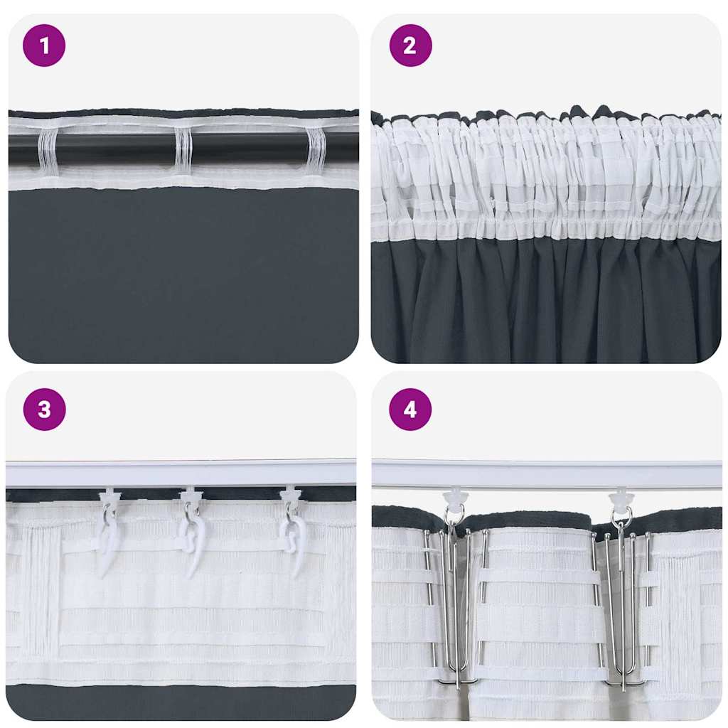 Cortina com cortinas 2 pcs Cinza Prateado 225 x 140 cm Veludo