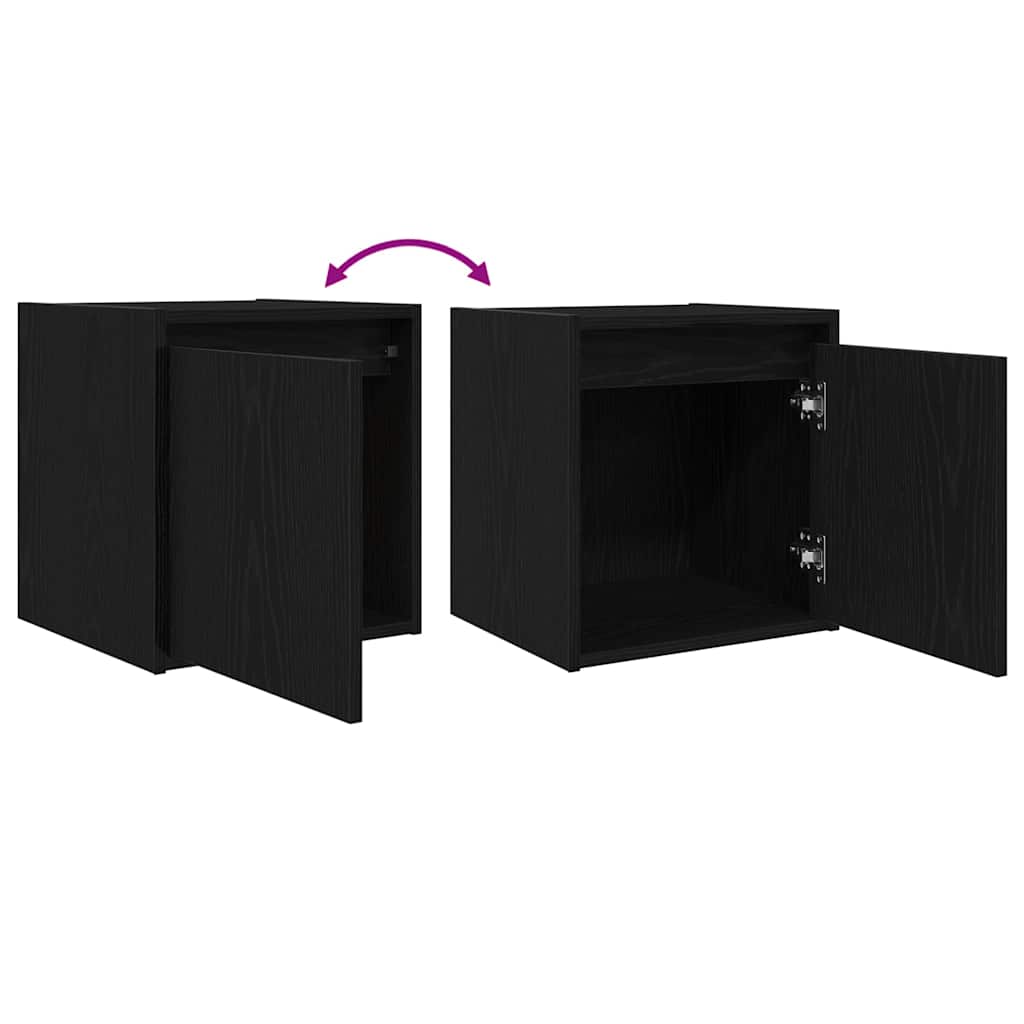 Mesas de cabeceira de parede 2 pcs 38x34x40 cm preto