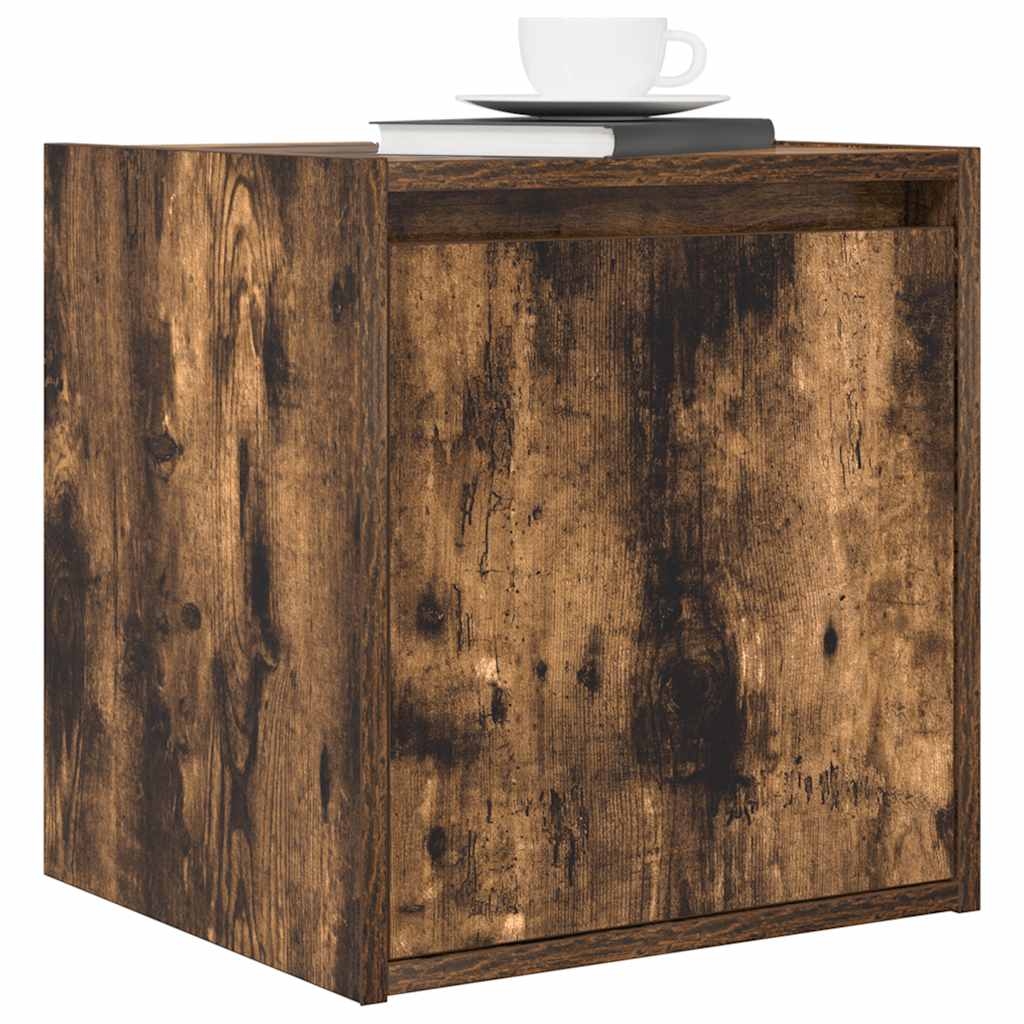 Mesa de cabeceira de parede 38x34x40 cm cor carvalho fumado