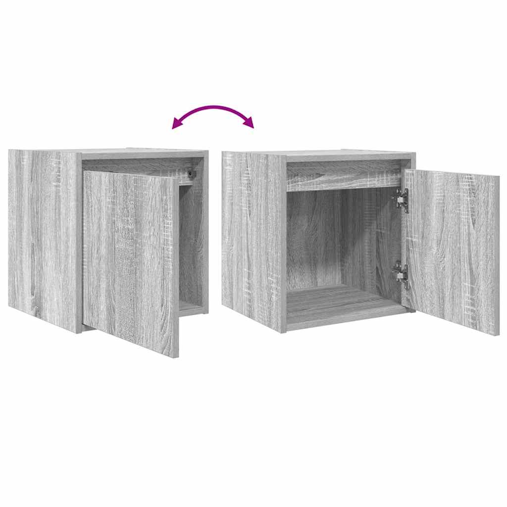 Mesa de cabeceira de parede 38x34x40 cm cinzento sonoma
