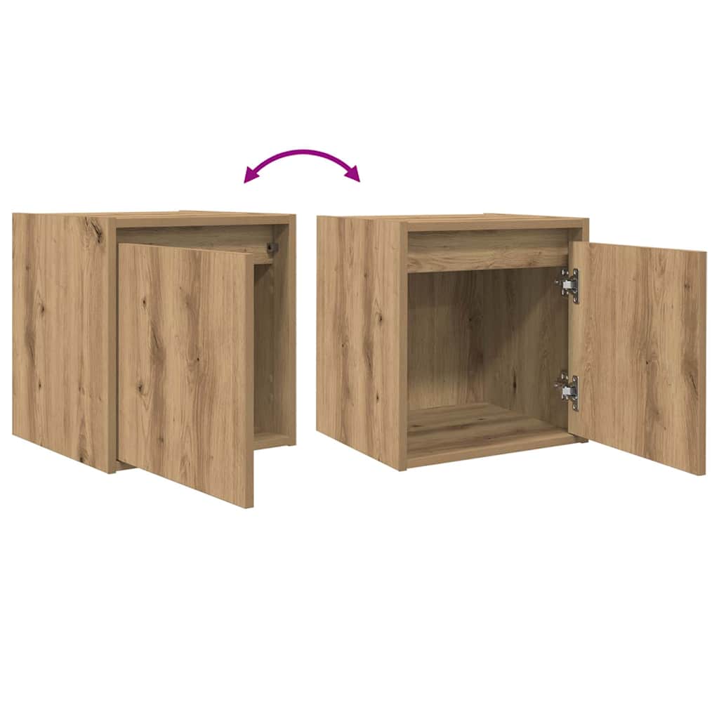 Mesas de cabeceira de parede 2pcs 38x34x40cm carvalho artisiano