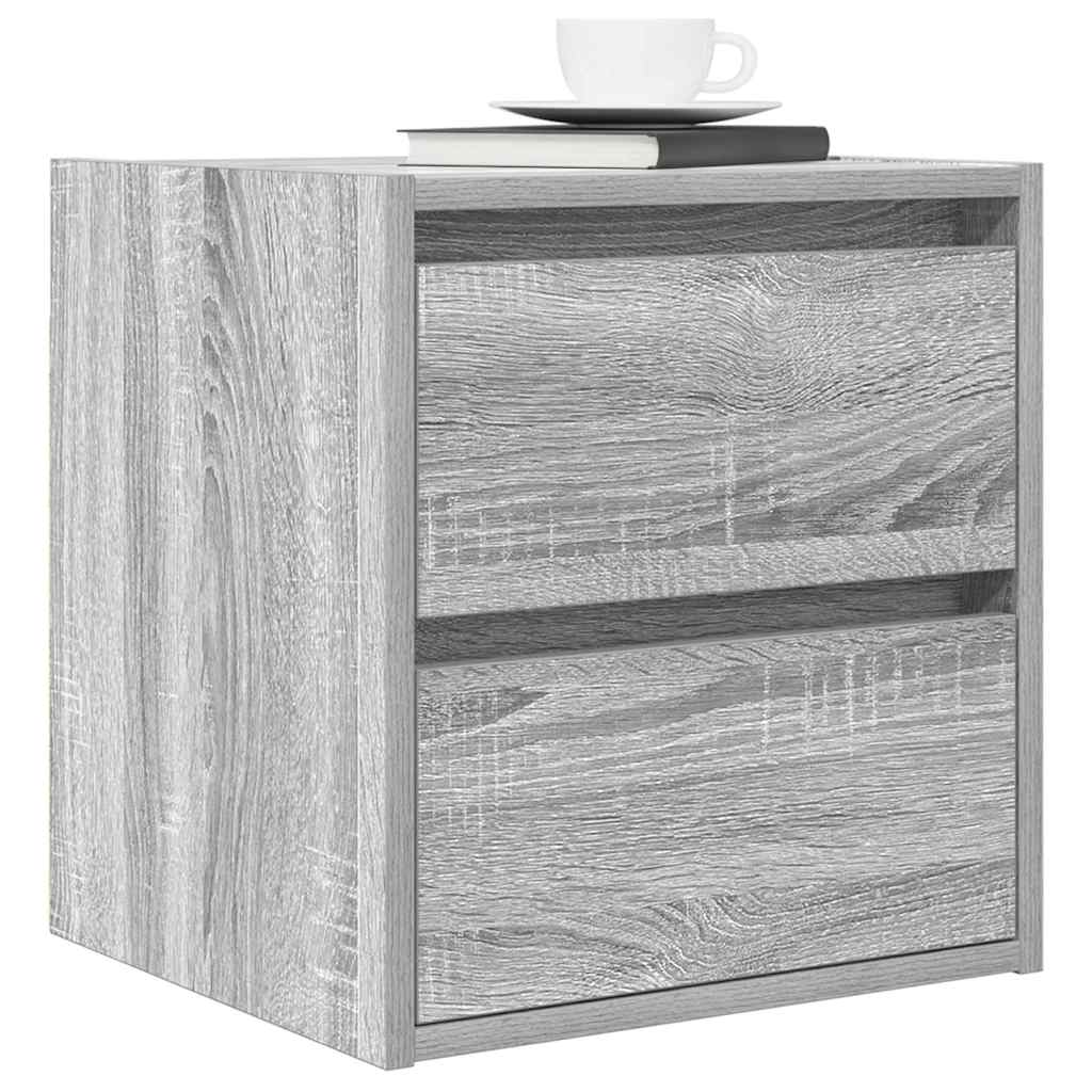 Mesas de cabeceira de parede 2 pcs 38x34x40 cm cinzento sonoma
