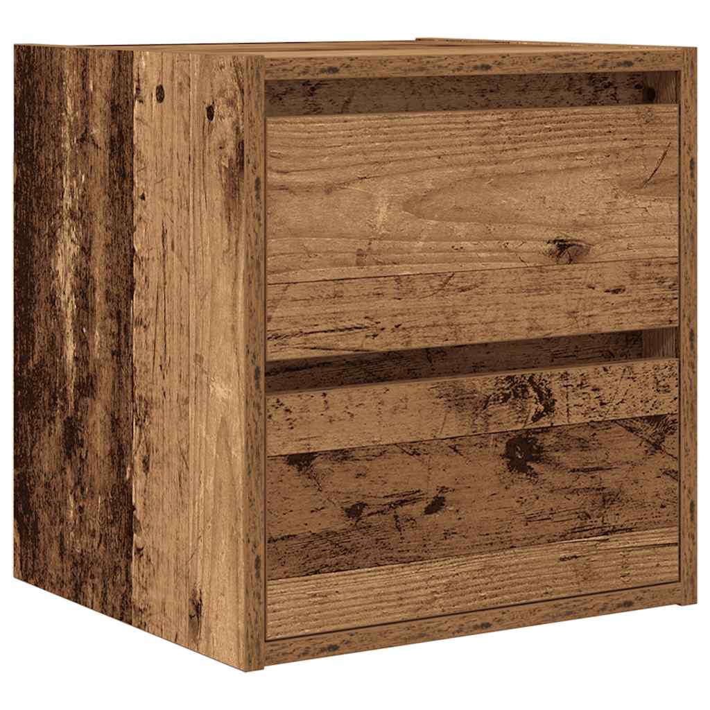 Mesas de cabeceira de parede 2 pcs 38x34x40cm madeira velha
