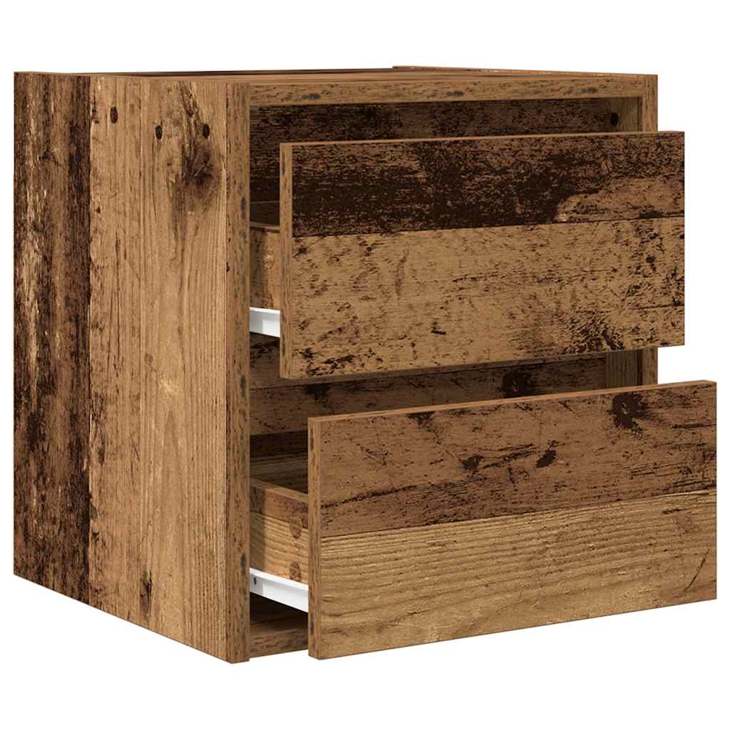 Mesas de cabeceira de parede 2 pcs 38x34x40cm madeira velha