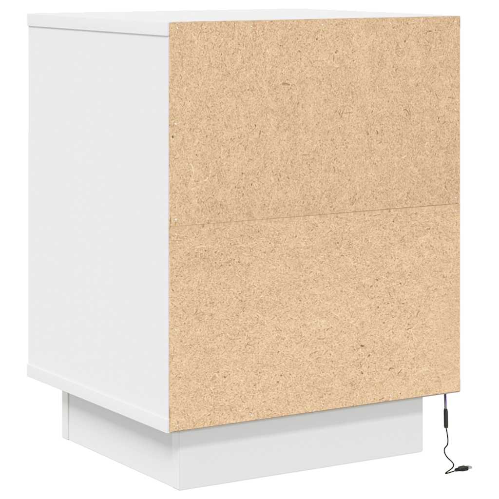 Armário de cabeceira com luzes LED branco 38x34x50 cm
