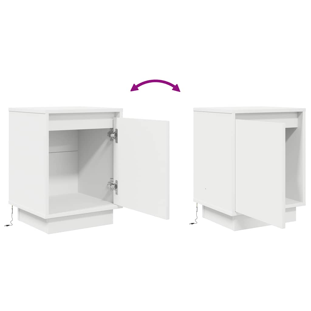 Mesas cabeceira c/ luzes LED 2 pcs 38x34x50 cm branco