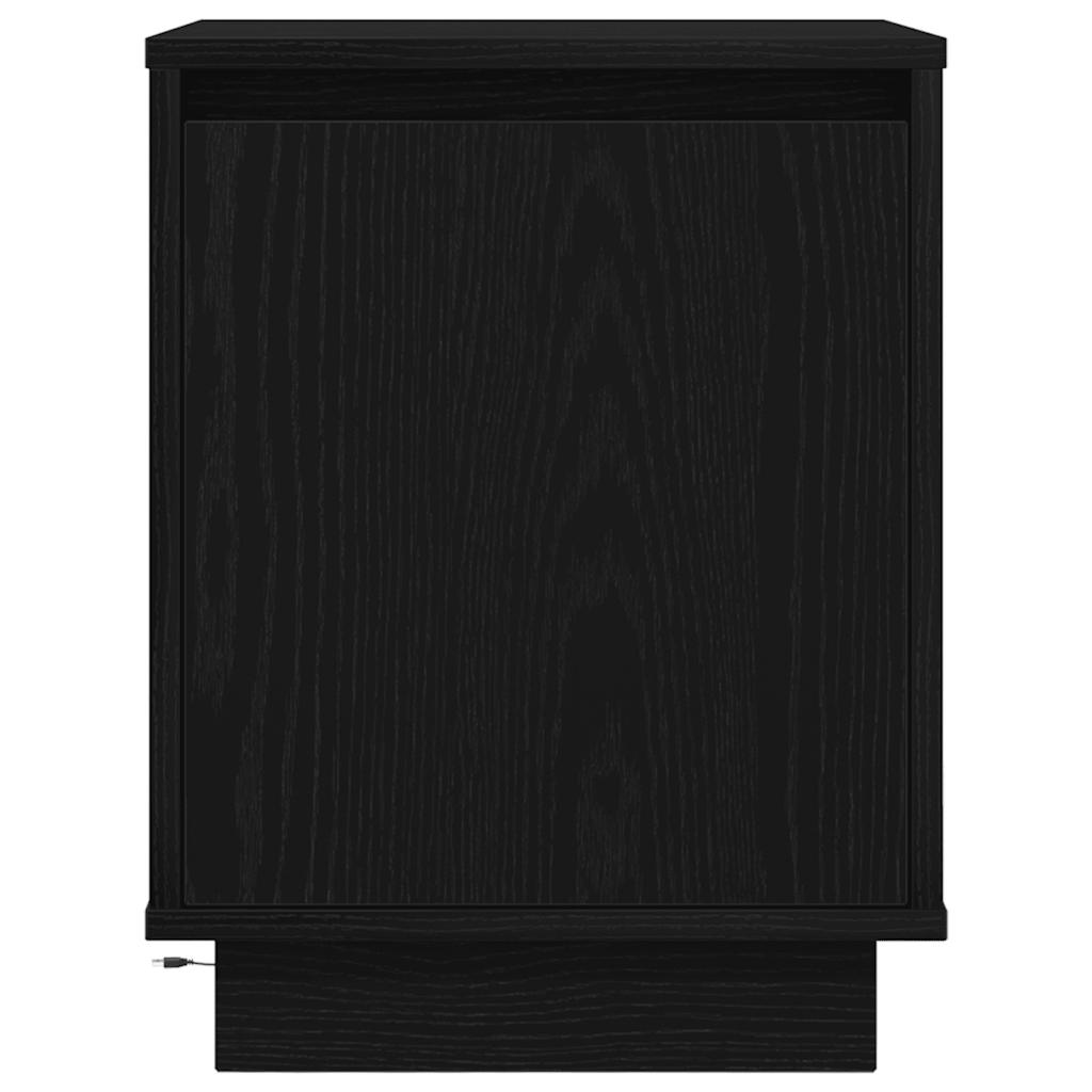Mesa de cabeceira com luzes LED 38x34x50 cm preto