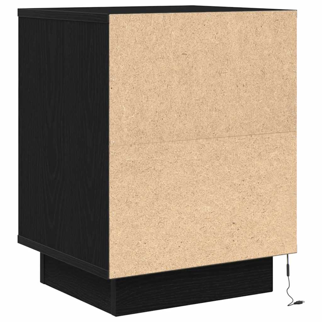 Mesa de cabeceira com luzes LED 38x34x50 cm preto