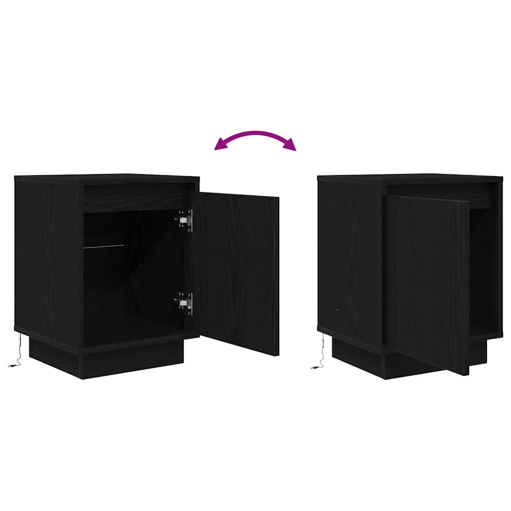 Mesa de cabeceira com luzes LED 38x34x50 cm preto