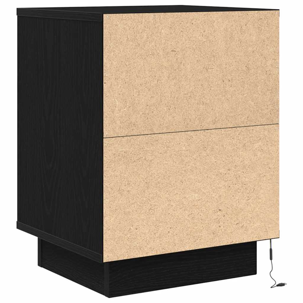 Mesas cabeceira c/ luzes LED 2 pcs 38x34x50 cm preto