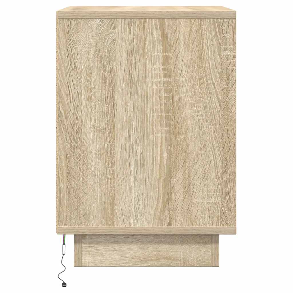 Mesa de cabeceira com luzes LED 38x34x50 cm carvalho sonoma