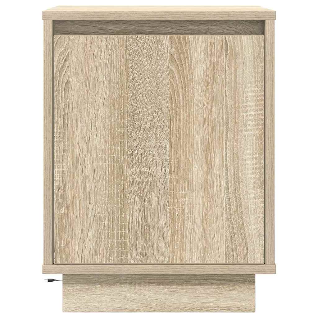 Mesas cabeceira c/ luzes LED 2 pcs 38x34x50cm carvalho sonoma
