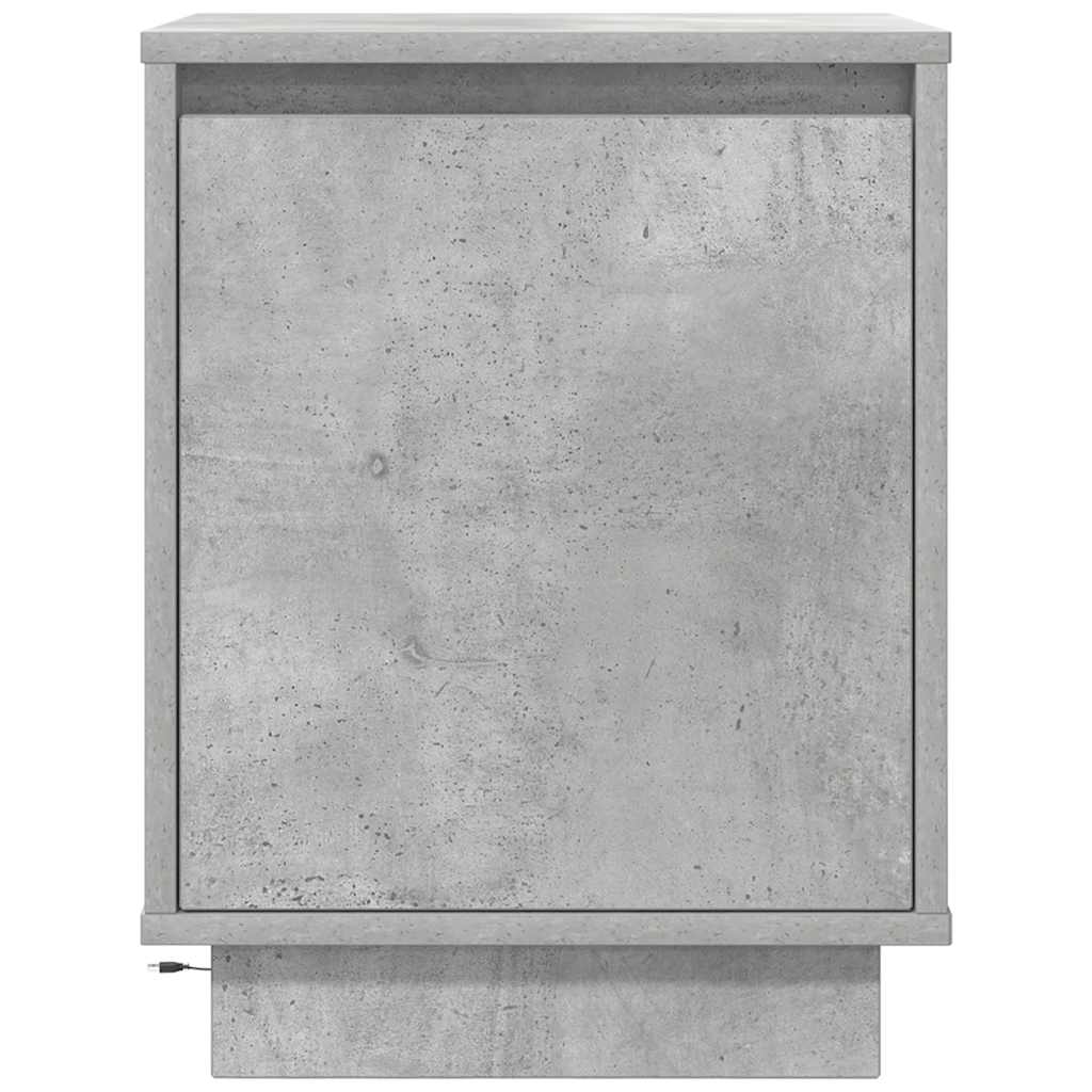 Mesa de cabeceira com luzes LED 38x34x50 cm cinzento-cimento