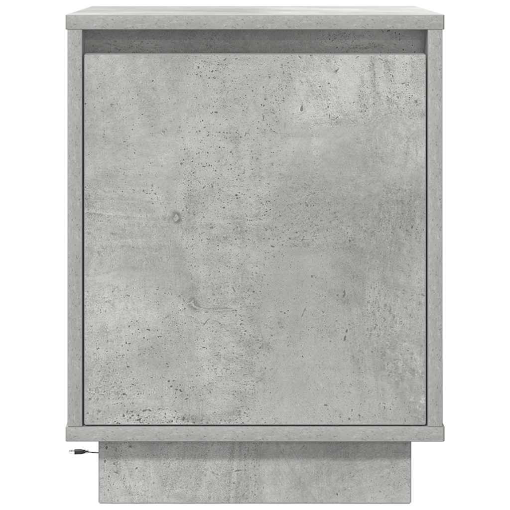 Mesas cabeceira c/ luzes LED 2 pcs 38x34x50 cm cinzento-cimento