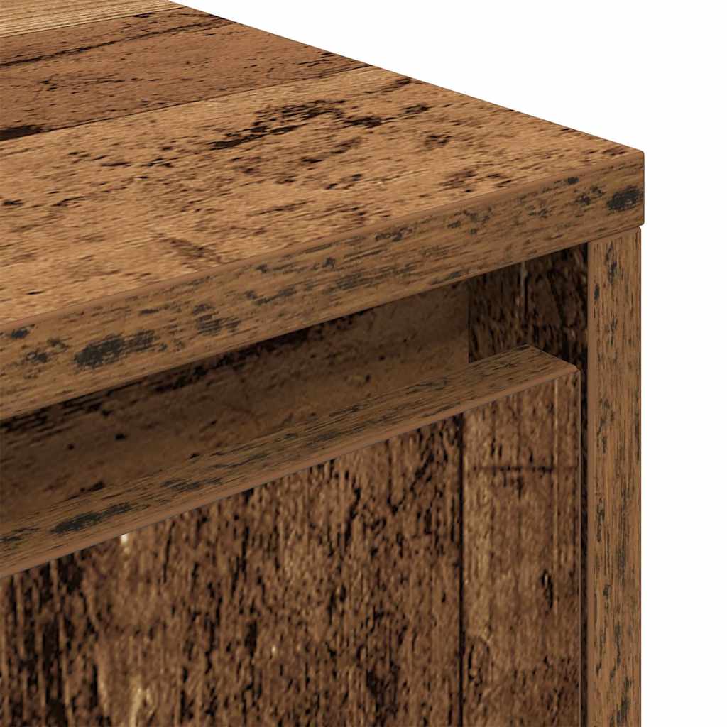 Mesa de cabeceira com luzes LED 38x34x50 cm madeira velha
