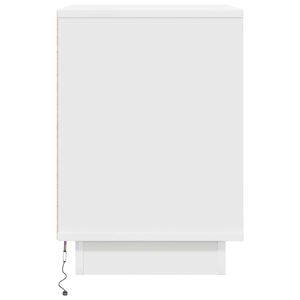 Armário de cabeceira com luzes LED branco 38x34x50 cm