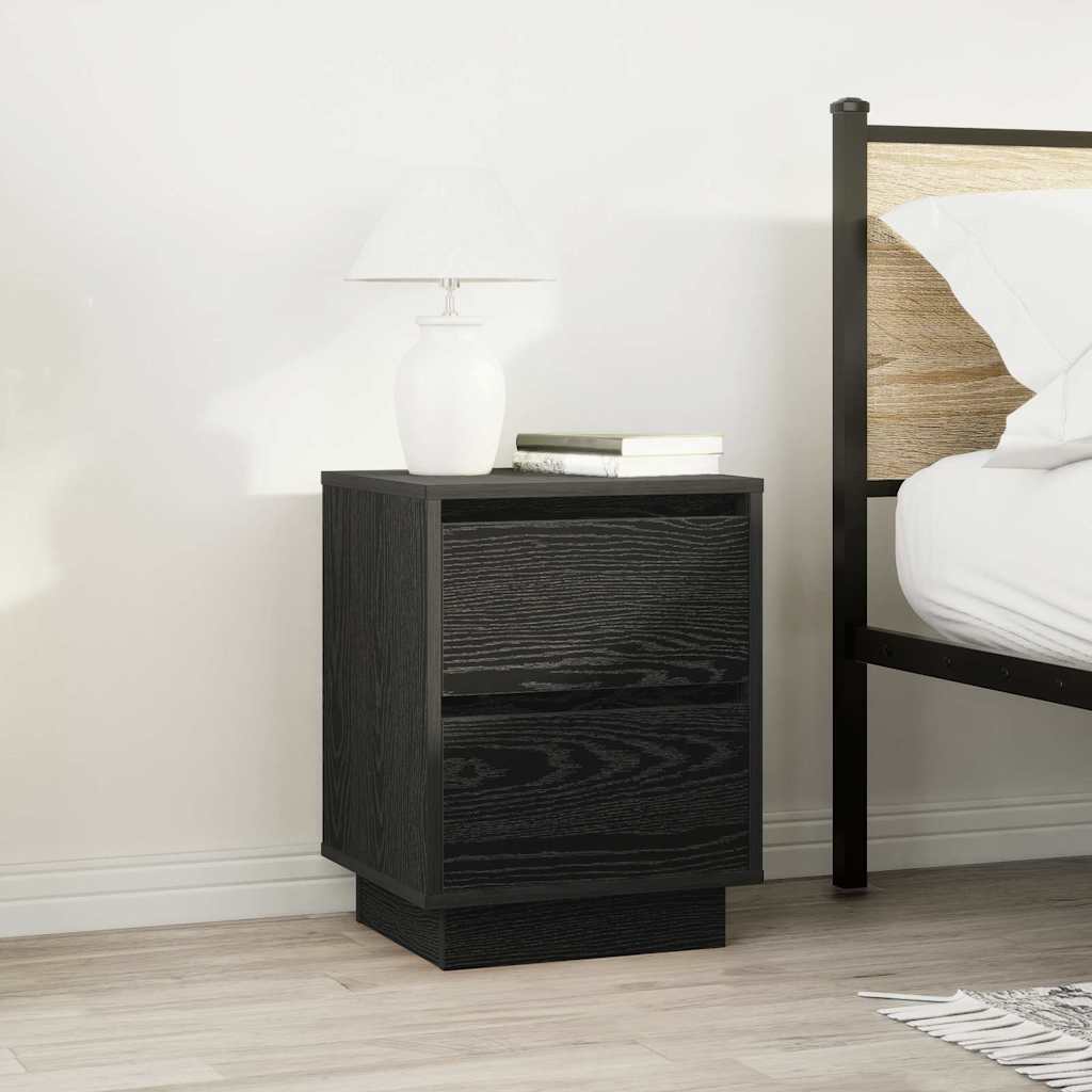 Mesa de cabeceira com luzes LED 38x34x50 cm preto