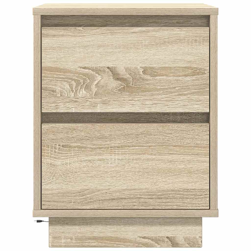 Mesas cabeceira c/ luzes LED 2 pcs 38x34x50cm carvalho sonoma
