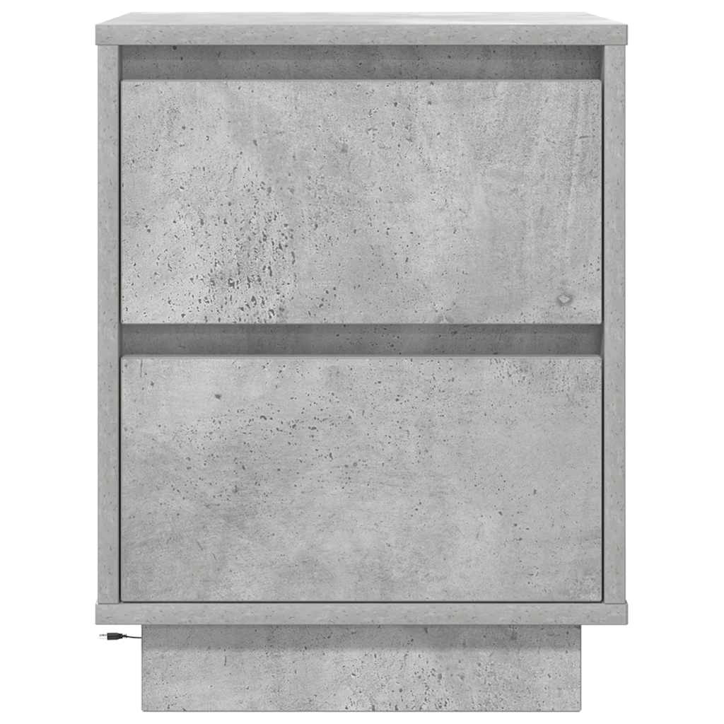 Mesa de cabeceira com luzes LED 38x34x50 cm cinzento-cimento