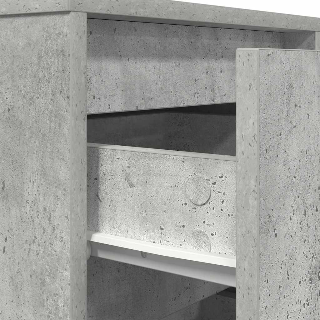 Mesa de cabeceira com luzes LED 38x34x50 cm cinzento-cimento