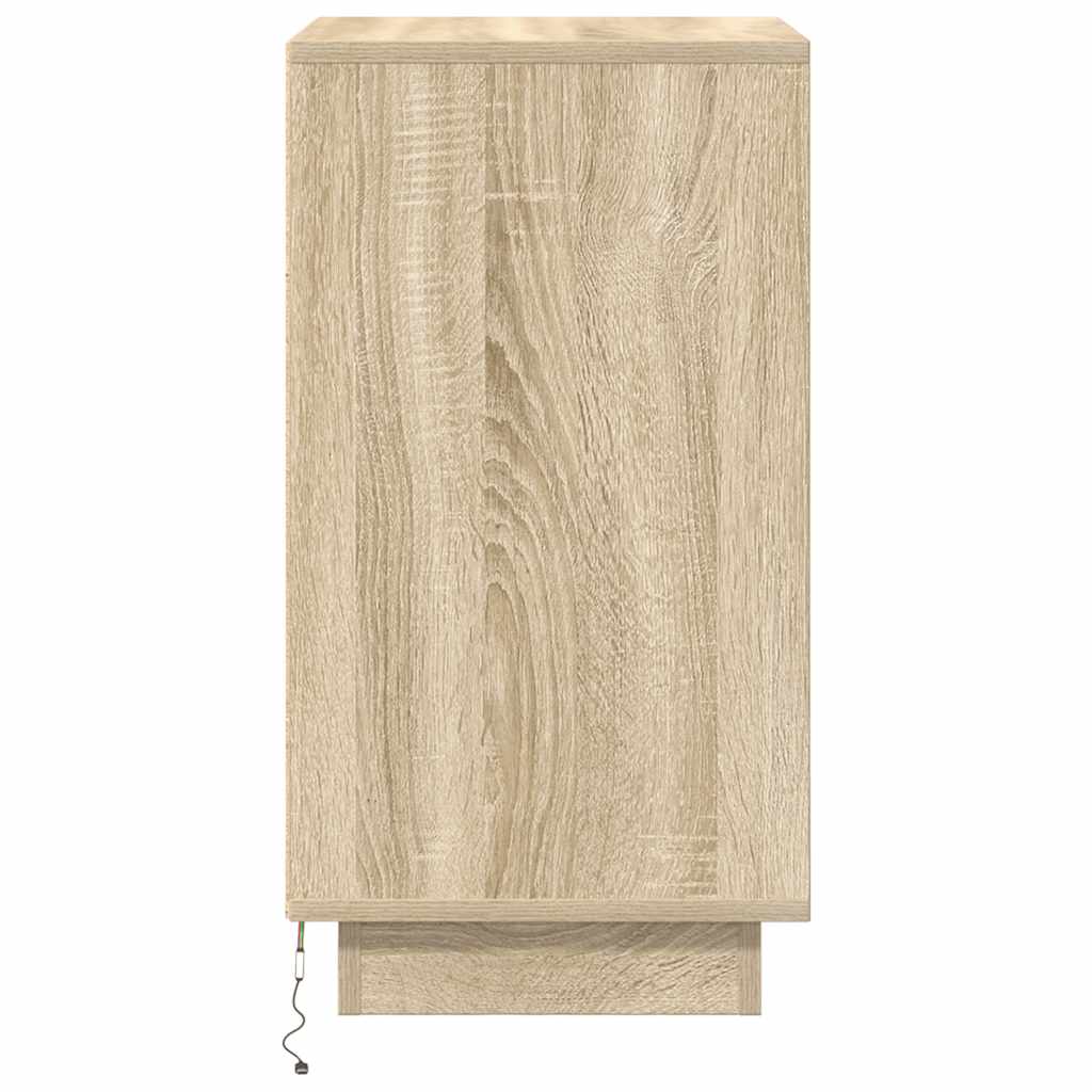 Mesa de cabeceira com luzes LED 38x34x65 cm carvalho sonoma