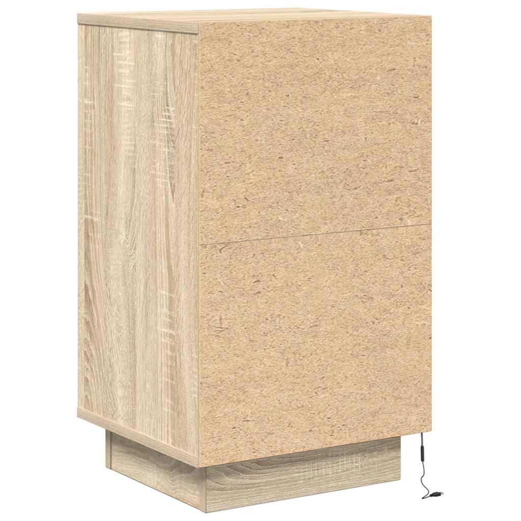 Mesa de cabeceira com luzes LED 38x34x65 cm carvalho sonoma