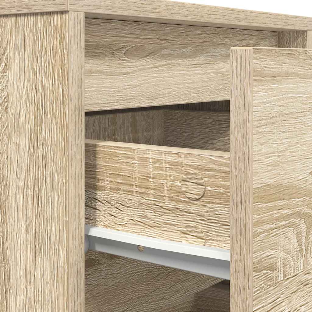 Mesa de cabeceira com luzes LED 38x34x65 cm carvalho sonoma