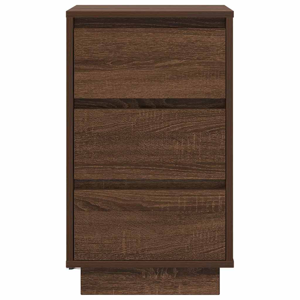 Mesa de cabeceira com luzes LED 38x34x65 cm carvalho castanho