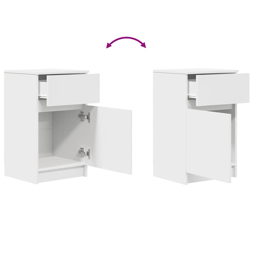 Mesas de cabeceira 2 pcs 39x35x65cm derivados de madeira branco