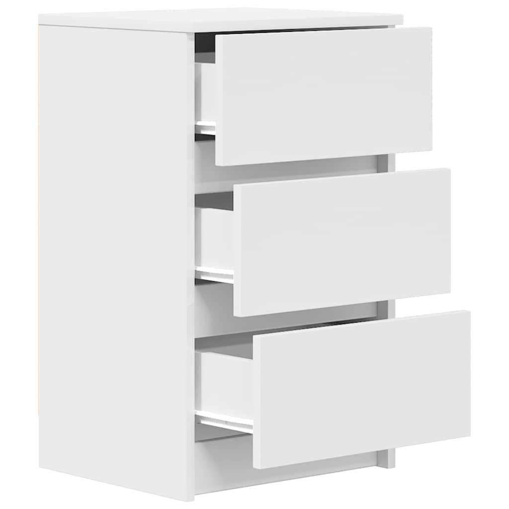 Mesa de cabeceira com 3 gavetas 39x35x65 cm branco